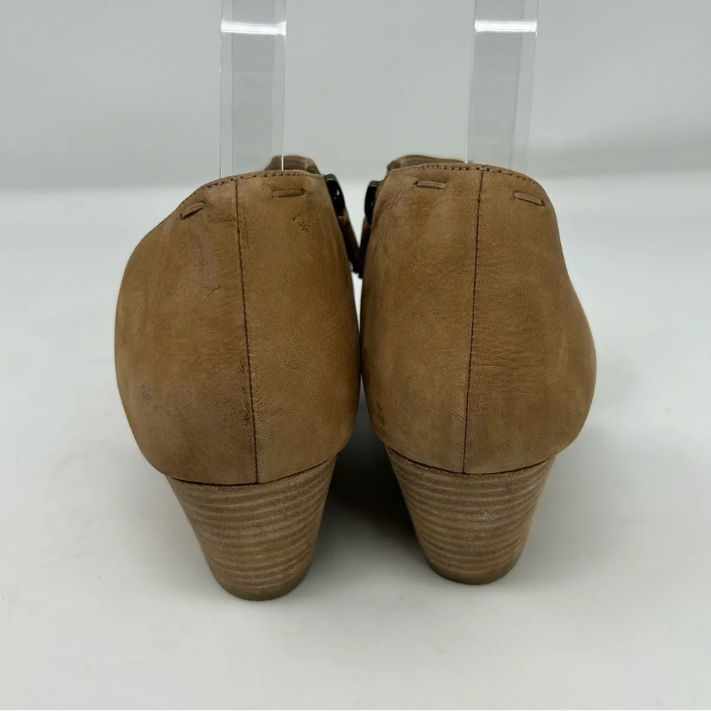 Eileen Fisher Tan Light Brown Leather Heeled D'Orsay Heeled Sandals Size 8.5